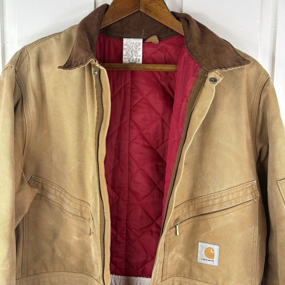 Vintage Carhartt 996QZR Tan Duck Canvas Insulated Work Coveralls Mens 44 Regular